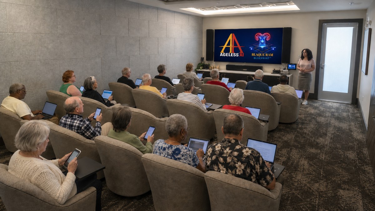 LJ Johnson training participants in an Ageless AI session