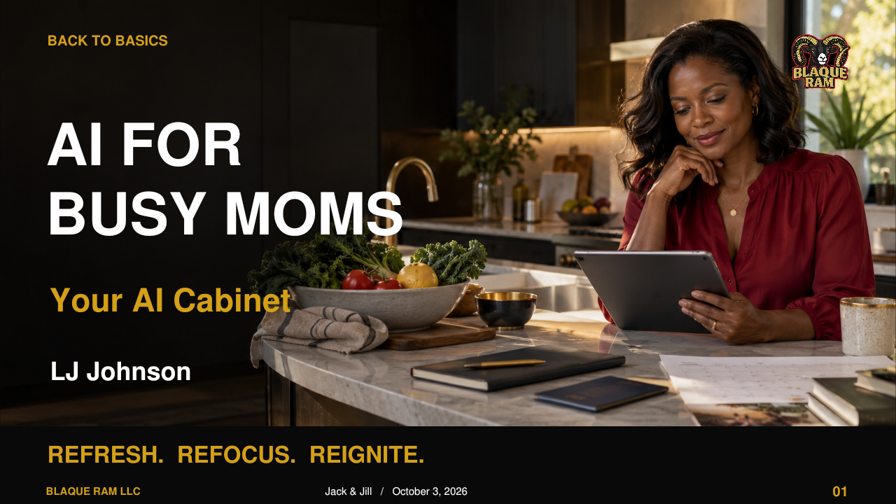 LJ Johnson’s AI for Busy Moms workshop: Your AI Cabinet